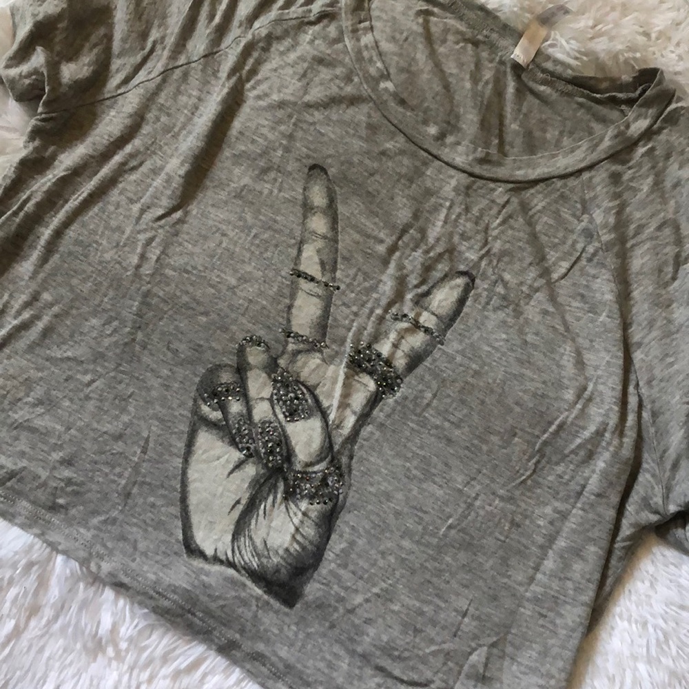 ‘Peace’ Gray Crop Top